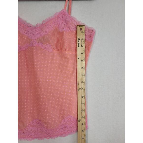 VTG Express Y2K Pink Polka Dot Lace Babydoll Cami Tank Top S Coquette Fairycore - Picture 8 of 9